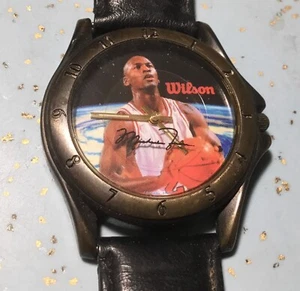 VTG WILSON LMJ215 MICHAEL JORDAN UNISEX ADULT 38mm WATCH BLACK BAND NO BOX - Picture 1 of 16