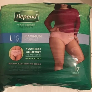 Ropa interior para mujer Depend FIT-FLEX de incontinencia grande de absorción máxima 17 quilates. - Imagen 1 de 3