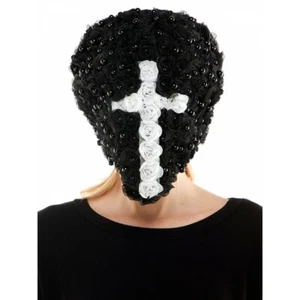 Over the Head Black Floral Roses White Cross Full Face Yeezus Masquerade Mask - Picture 1 of 4