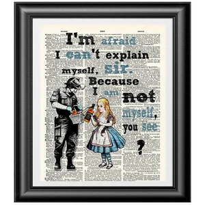 Wall Decor Banksy art and Alice in Wonderland Print on Dictionary Book Page - Picture 1 of 3