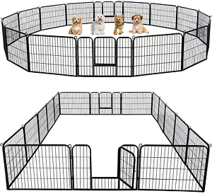 Dog Playpen Outdoor 24 Inch 16 Panels Indoor Dog Fence Metal Dog Pen Heavy Duty - Picture 1 of 8