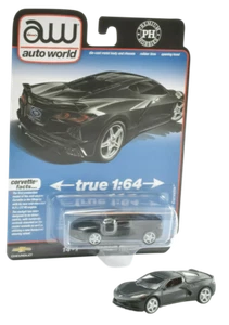 Auto World x PH mattschwarz 2020 Chevrolet Corvette C8 1:64 Druckgussauto CP7812 - Bild 1 von 9