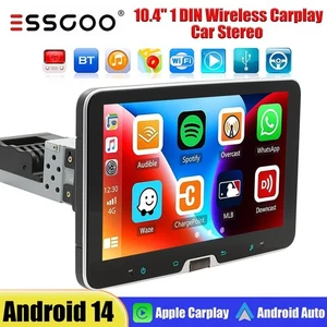 Single DIN Apple Carplay 4+64G Rotatable 10'' Android Car Stereo Radio GPS Wifi - Picture 1 of 16