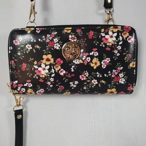 Dasein Vinyl Floral Print Ladies Organizing Purse Zip Closure W/Strap Unused - Picture 1 of 24
