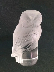 Lalique France Crystal Owl Sculpture Figurine Paperweight Stunning! Marked VGC - Picture 1 of 17