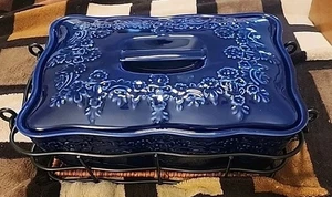 Temp-tations by Tara Blau Country Spitze Deckel Auflaufform Untersetzer Reiseständer  - Bild 1 von 15