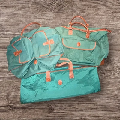 Juego de 3 bolsas de viaje vintage Ralph Lauren fragancias verde tostado fin de semana Foto 1 de 4