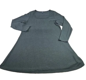 Old Navy Fit Flare Rib Knit Sweater Dress Women XXL Green Long Sleeve Stretch - Picture 1 of 9