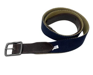 American Eagle Mens Reversible Webbed Canvas Belt Navy & Khaki Size 34" - 38 " - Picture 1 of 7