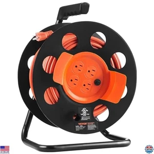 VEVOR 100FT Avvolgicavo di Prolunga Retrattile Resistente, 4 Uscite, 12AWG SJTOW - Foto 1 di 7