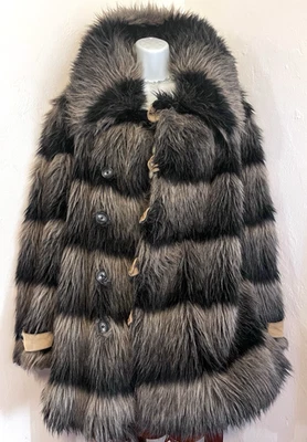 Abrigo de piel sintética vintage para mujer talla XL chaqueta larga de invierno cálido personalizado hecho a mano Foto 1 de 4