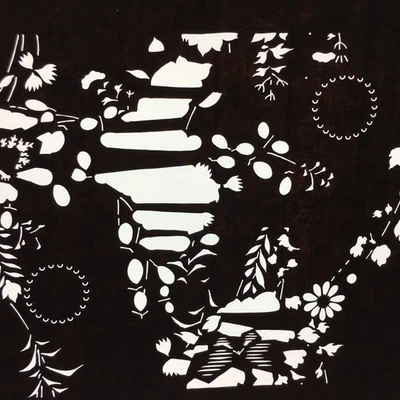 Antigua plantilla kimono de papel japonés Ise Katagami patrón de flores Edo A512 Foto 1 de 4