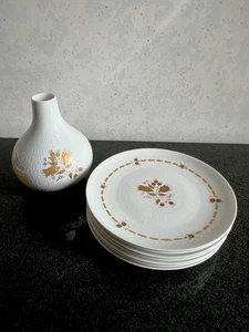 7 Rosenthal Romance Carillon Bjorn Wiinblad Gold Gilded Dessert Plates,Bud Vase - Picture 1 of 19