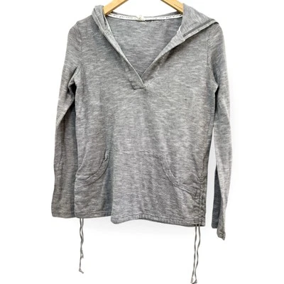 Sudadera con capucha Roxy para mujer pequeña manga larga cuello en V gris bolsillo lateral ceñido Foto 1 de 4