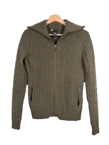 Carole Little Damen Strickjacke mit durchgehendem Reißverschluss Größe M Lammwolle Zopfmuster Cabin Core - Bild 1 von 10