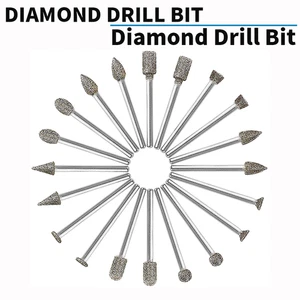 20Pcs Mix Diamond Round Burring Sanding Drill Bit Grinding Head With 6mm Shank - Picture 1 of 5