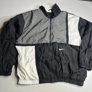 Vintage Nike Windbreaker Jacket Black White Gray Colorblock Zip Up XL - Picture 1 of 12
