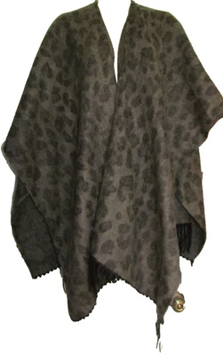 Poncho Woolrich para mujer talla única abrigo de leopardo ligero polar chal capa Foto 1 de 4