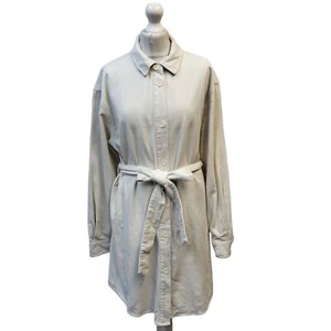 ASOS Maternity Cream Long Sleeve Corduroy Shirt Belted Dress Women's 14 W32-44 - Picture 1 of 5