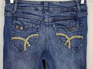 Vintage Gitano Women 6 Jeans Blue Denim Actual 31x29.5 Flap Pockets Embroidered - Picture 1 of 8