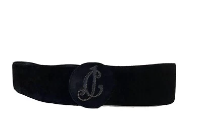 Ceinture daim noir monogramme CHARLES JOURDAN vintage 1980’s - Photo 1/4