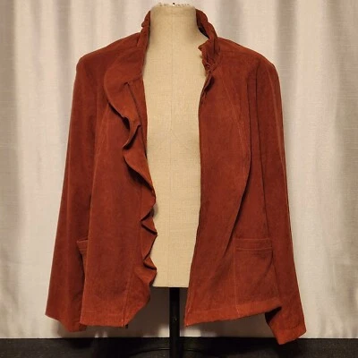 Blazer Notations con Volantes Cremallera Color Óxido Oficina Chaqueta Bolsillos Foto 1 de 4