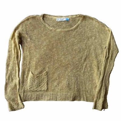 Suéter Sparrow Talla S Amarillo Oscuro Punto Abierto Ligero Bolsillo Frontal Informal Transparente Foto 1 de 4