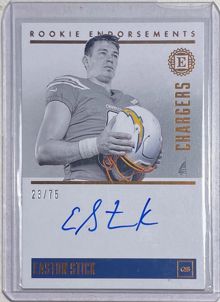 EASTON STICK 2019 PANINI ENCASED ROOKIE ENDORSEMENTS ON CARD AUTO RC #D 23/75 - Image 1 of 1
