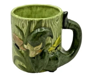 TAZA DE COLECCIÓN PIXIE ELFOS Mango Cerámica Verde MARIPOSAS FLORES TRONCO VERDE - Imagen 1 de 14
