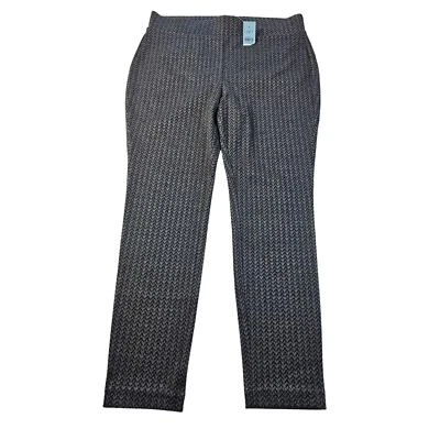 NWT Loft PETITE M MP pull on pants geometric shimmery black grey silver casual - Image 1 of 4