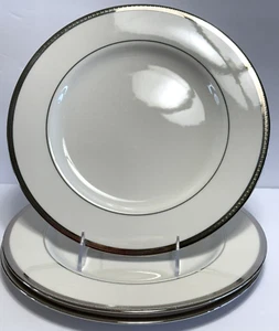 Haviland Shelton Dinner Plates 10 5/8" NY Platinum Encrusted Rim Set of 3 - Picture 1 of 4