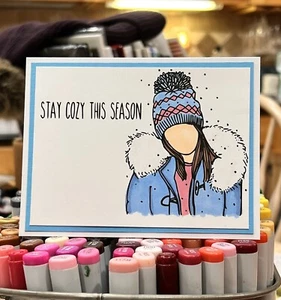 Juego de tarjetas estampillas Unity niña mantente acogedora esta temporada estampación - Imagen 1 de 1