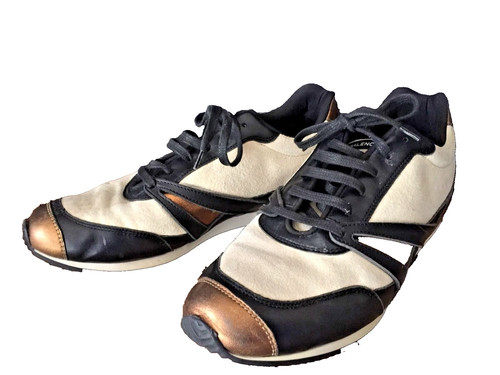 BALENCIAGA SCARPE DA TENNIS CASUAL BIANCHE ORO NERO DA CORSA TAGLIA 39 6 5 US