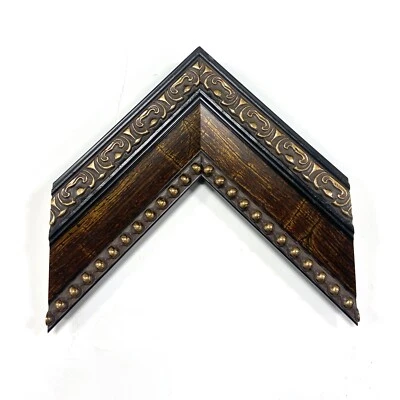 2 7/8" Readymade Wood Picture Frame (Ornate Beaded Brown) - Image 1 of 4