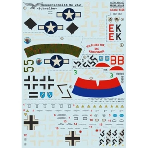 Stampa scala 48-100 decalcomania aereo 1:48 Messerschmitt Me-262 Schwalbe Waterslide - Foto 1 di 3