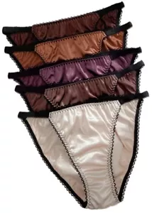 5 Pack Liquid Satin Cheeky Panty Hot Sexy Naughty Slippery Sissy Size L 🔥 - Picture 1 of 3