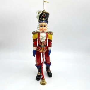 Vtg Reticulated Santa Nutcracker Ornament Movable Arms Legs Resin Pull String - Picture 1 of 7
