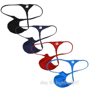 Men Drawnwork Posing Micro Thong Underwear Male Bulge Pouch String Bikini Trunks - Picture 1 of 9