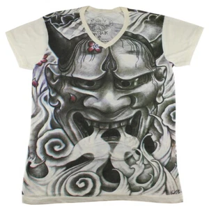 WORK Japan T-Shirt Men Oni Hannya Mask Japanese Traditional Tattoo Yakuza WK121 - Picture 1 of 3