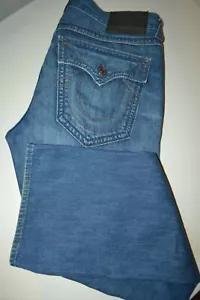 True Religion Men's Ricky QT Straight Pocket Flaps Blue Denim Jeans Sz 36x34 - Picture 1 of 12