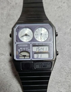 CITIZEN ANA-DIGI TEMP TICTAC special edition/limited model Black MetalBand JAPAN - Picture 1 of 7