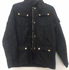 girls black Jacket coat Biker Style Belt Loops Pocket Stud Button GOod Condition