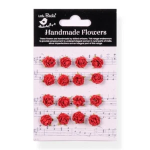 Little Birdie MICRO ROSES Paper Flowers - Cardinal Red 16pc 93015 - Picture 1 of 1