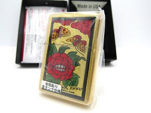 Real Gold Leaf Epoxy Butterfly for cannibal flowers Hanafuda ZIPPO 2021 MIB Rare