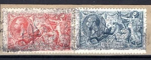 GB KGV TELEGRAPHS Piece High Values SEAHORSE 5s & 10s SG.416 & 417 c£310- SS3974 - Picture 1 of 6