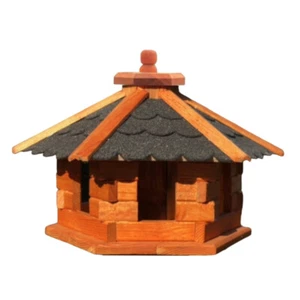 DARLUX Vogelfutterhaus M I Futterstelle I Sechseck Vogelhaus I Braun/ Schwarz - Bild 1 von 5