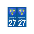 27 Amfreville-la-Campagne blason autocollant plaque stickers ville - Angles : dr