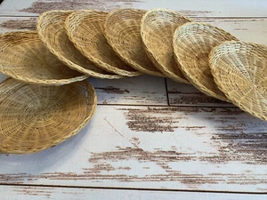 8 Vintage Woven Wicker Ratten Paper Plate Holders BBQ Picnic Camping 10” - Picture 1 of 4