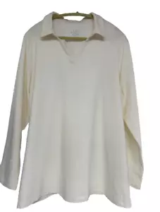 Joan Rivers Wardrobe Womens Denim & Stretch V Neck Long Sleeves Blouse Size XL - Picture 1 of 3