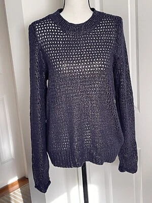 Narciso Rodríguez For Design Nation Navy Blue Sweater With Open knit Sz L - Изображение 1 из 4